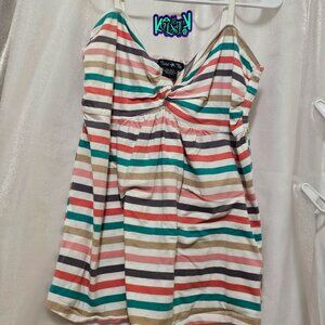 Twist Tees by Torrid Striped Spaghetti Strap Tank Top Size 1
